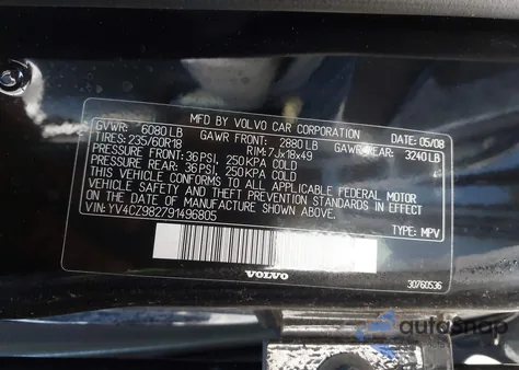 2009 Volvo Xc90 3.2 from USA, damaged, VIN YV4CZ982791496805